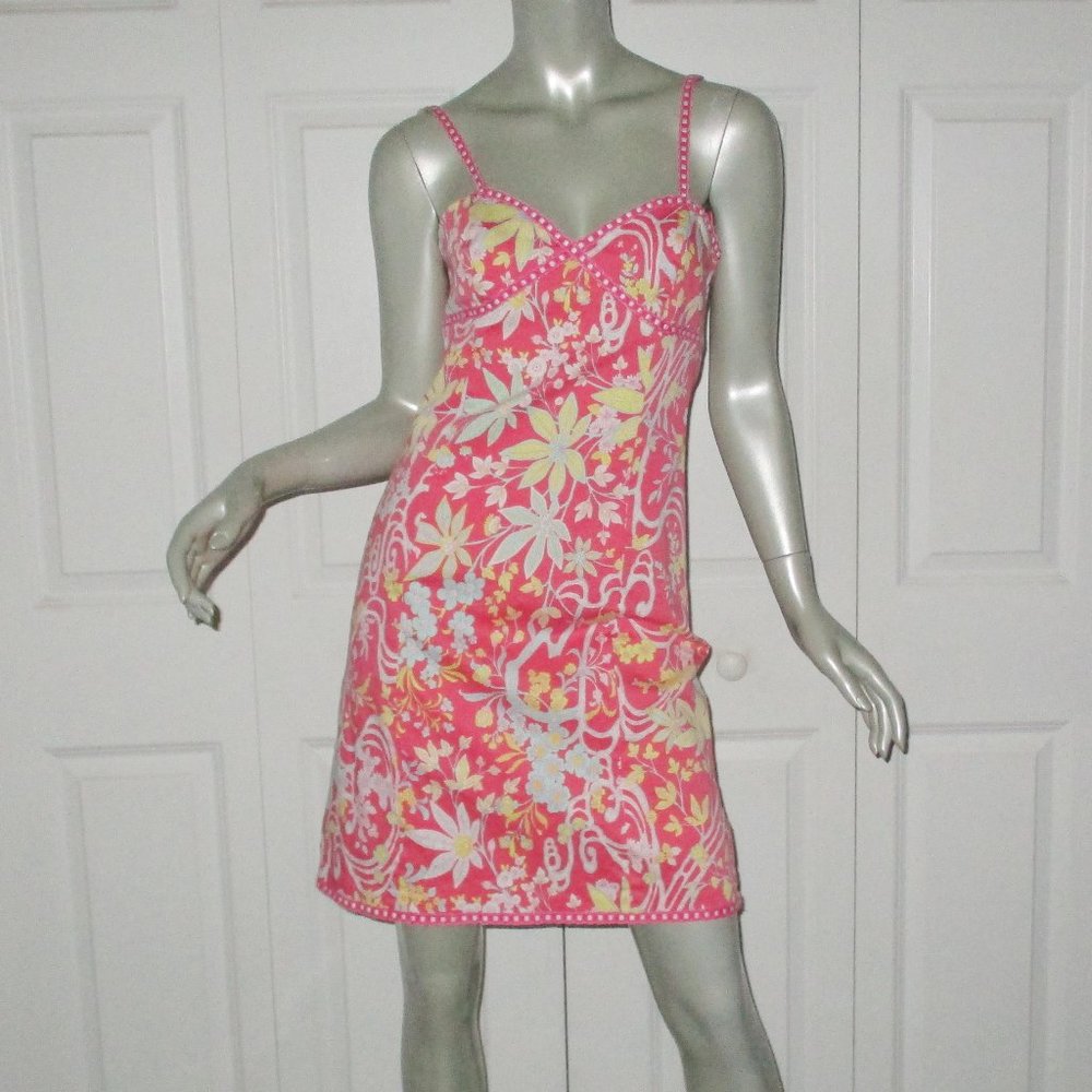 TIBI Pink Floral Embroidered Spaghetti Strap Dress